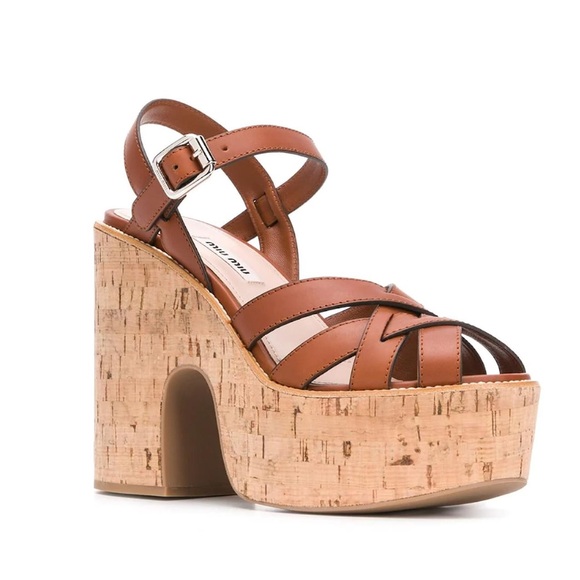 Miu Miu Calzature Donna Brown Wedge Sandal Heels